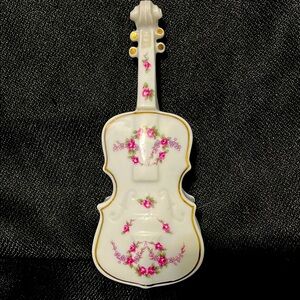Vintage Porcelain Viola Instrument Trinket Box Made In Japan